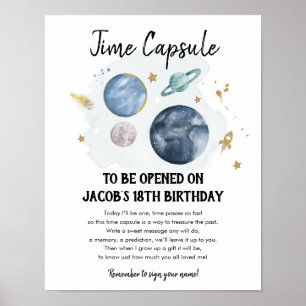 Poster Time Capsule Outer Space Planets Boy Birthday