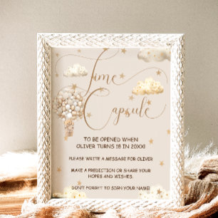 Poster Time Capule Teddy Bear Balões de Chá de fraldas Jo