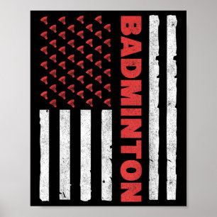 Poster Time de Badminton Bandeira Americana EUA Badminton