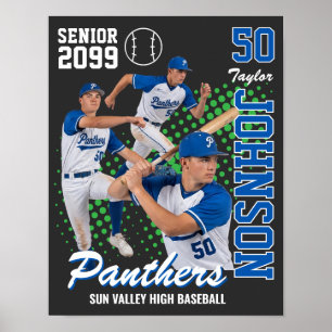 Poster Time de Beisebol Foto Personalizada Noite de Forma