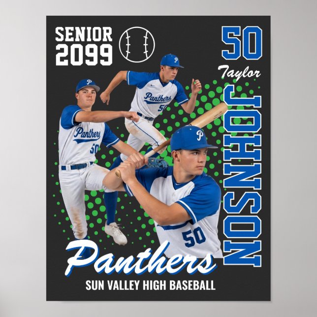 Poster Time de Beisebol Foto Personalizada Noite de Forma (Frente)