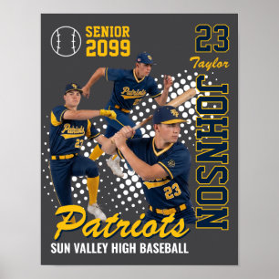 Poster Time de Beisebol Foto Personalizada Noite de Senio