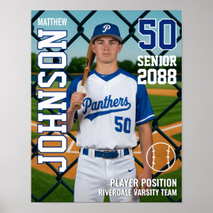 Poster Time de Beisebol Sênior Foto Personalizada Esporte