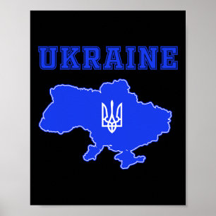 Poster Time de Futebol da Ucrânia Mapa Ukr e Jersey Tride