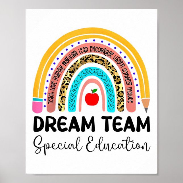 Poster Time de Sonho Educação Especial Boho Arco-íris Leo (Frente)