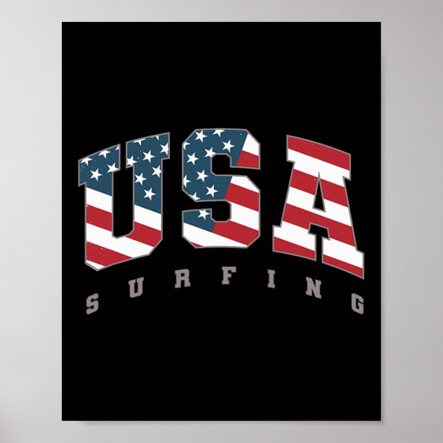 Poster Time de Surf Bandeira dos EUA Atleta de Suporte Fe (Frente)