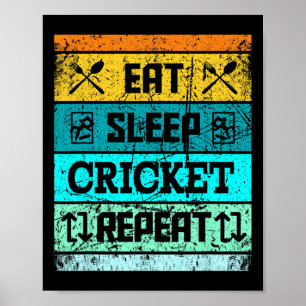 Poster Time Esportivo Críquete Equipe Comer Dormir Jerse