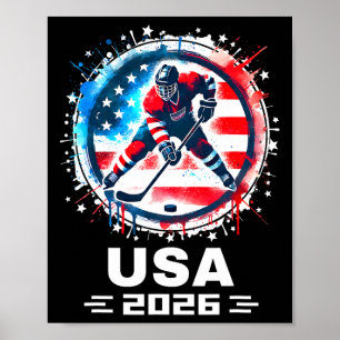 Poster Time EUA 2026 Hóquei Bandeira Americana Mulheres H