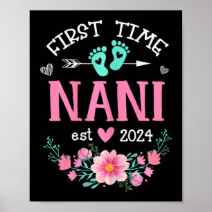 Poster Time Nani Est 2024 Anúncio de Gravidez Floral W
