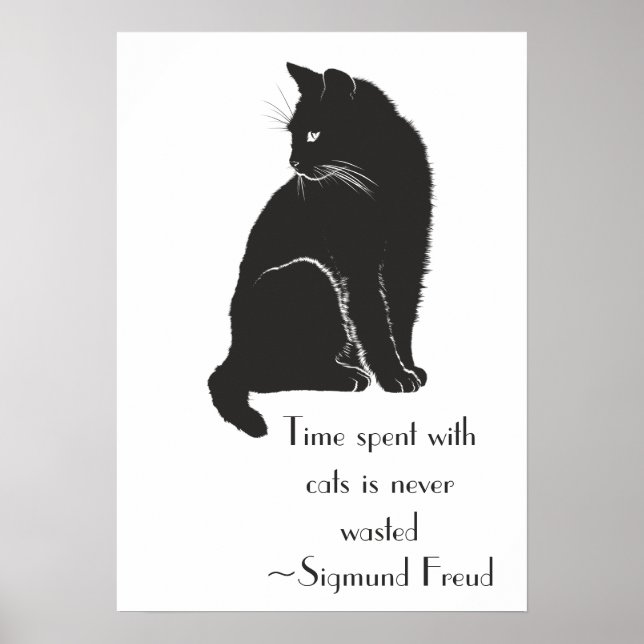 Pôster Time Spent With Cats is Never Wasted Freud Quote (Frente)
