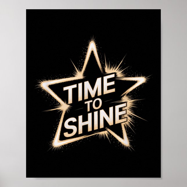 Poster Time Women To Shine Motivational Star Men Kids  (Frente)