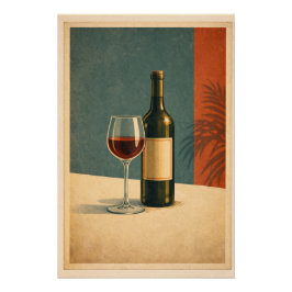 Pôster Timeless Red Wine Retro Bar Cart Poster