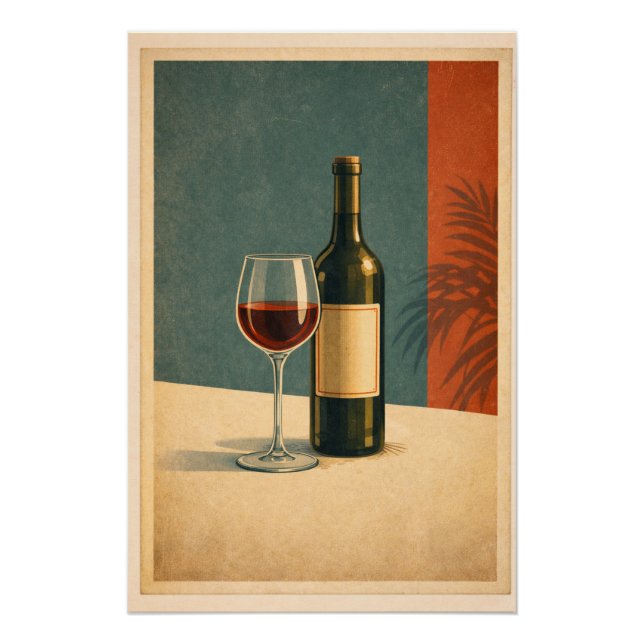 Pôster Timeless Red Wine Retro Bar Cart Poster (Frente)