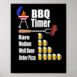 Poster Timer Engraçado de Churrasco - Presente de Grill G