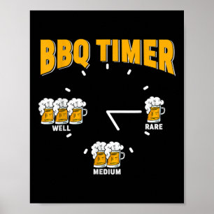 Poster Timer Engraçado do Churrasco - Festa Barbecue Gril