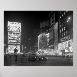 Pôster Times Square à Noite, 1953. Foto Antiga