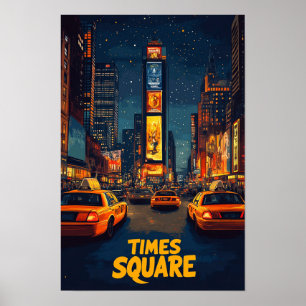 Poster Times Square USA Art Vintage Viagem