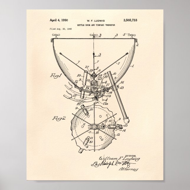 Pôster Timpani 1950 Patent Art - Old Peper (Frente)