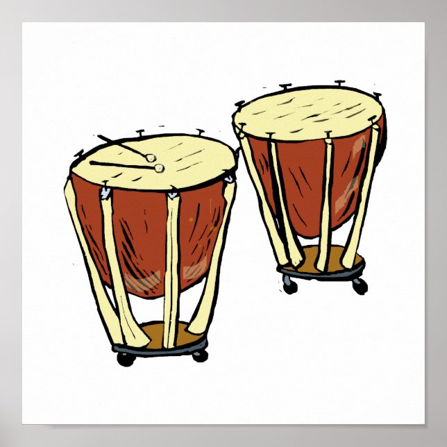 Pôster Timpani Dois Com Imagem Gráfica De Mallets (Frente)