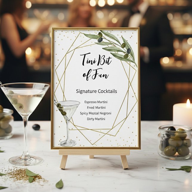 Poster Tini Bit Of Fun Signature Cocktails Sign (Criador carregado)