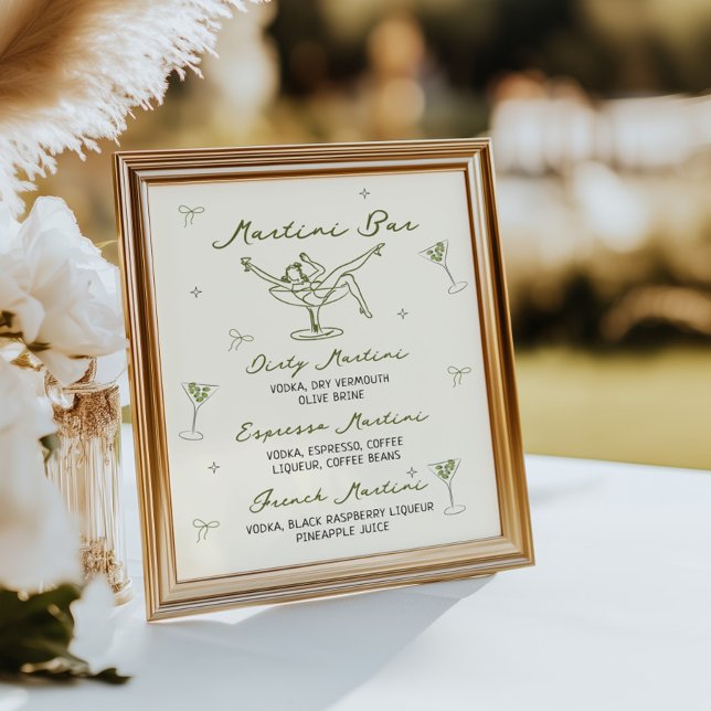 Poster Tini Bit Older Quirky Hand Desenhou Bar Martini (Criador carregado)