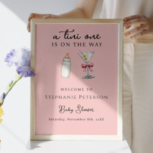 Poster Tini One On Way Pink Back Martini Chá de fraldas