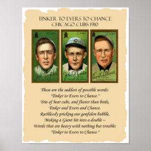Pôster Tinker to Evers to Chance Chicago Cubs 1910 Poem
