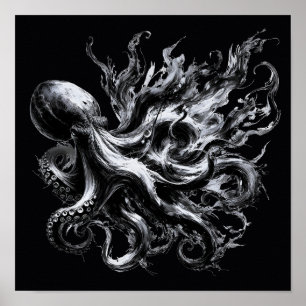Poster Tinta Abstrata Fluido Polvo Kraken
