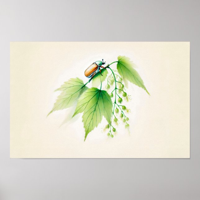 Poster Tinta chinesa pode Inseto em Linden (Frente)