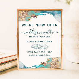 Poster Tinta De Aquarela Líquida De Arte Moderna Azul E D