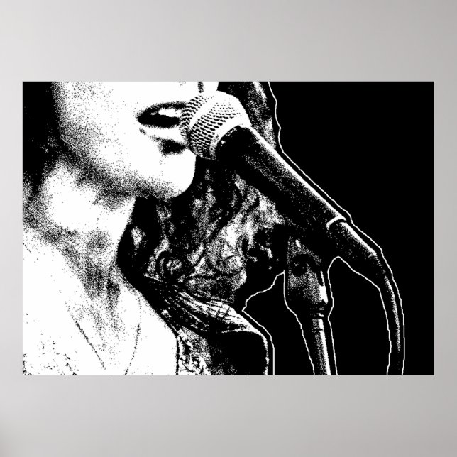 Poster Tinta e Ecos: Gráfico Preto e Branco (Frente)