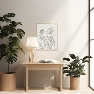 Poster Tinta minimalista de mês de flor de nascimento