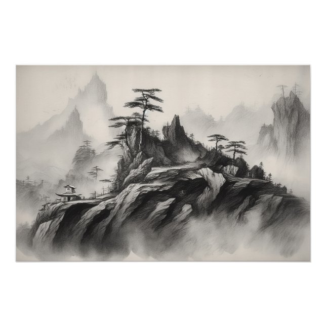 Pôster Tinta na paisagem do papel (Frente)
