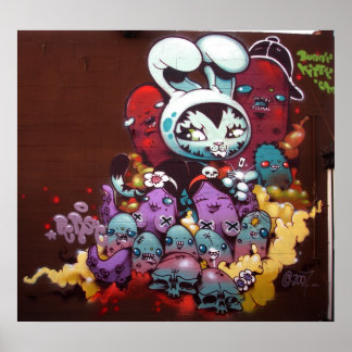 Poster Tinta spray de Bunny Kitty na parede