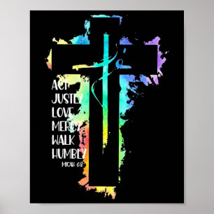 Poster Tinta Tie Cruz Miquéias 68 Faça Justiça Escritura 