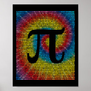 Poster Tinta Tie Dia de Pi Número 3.14 Arco-íris Matemáti