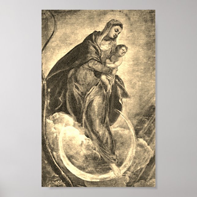 Poster Tintoretto Crescent Moon Madonna Maria Apocalypse (Frente)