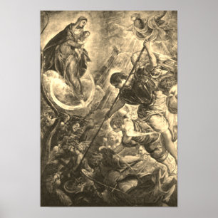 Poster Tintoretto - Kampf des Erzengels Michael mit Satã