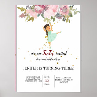 Poster Tiny Dancer | Festa de aniversário de Balé flexíve
