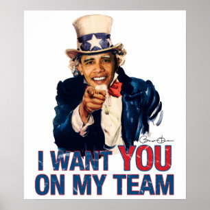 Poster Tio Barack Obama eu quero-o em minha equipe