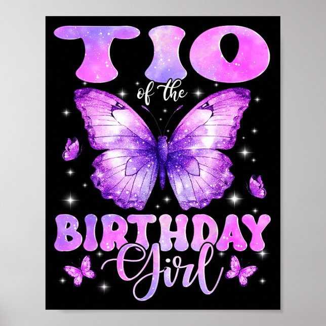Poster Tio Of The Birthday Girl Butterfly Funny Family  (Frente)