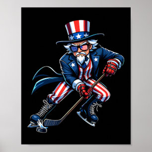 Poster Tio Patriótico Sam Jogador de Hóquei 4 de Julho Ho