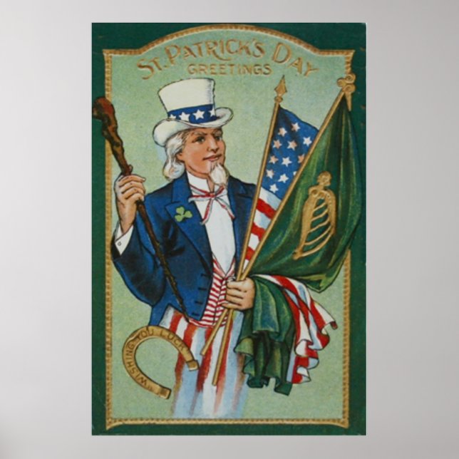 Pôster Tio Sam American Irish Flag Lucky Horserrady (Frente)