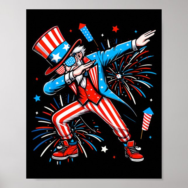 Poster Tio Sam de Dabbing Dia da Independência Bandeira A (Frente)