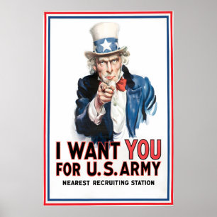 Poster Tio Sam 'Eu Quero Você' Recrutamento do Exército d