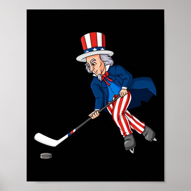 Poster Tio Sam Hockey 4 De Julho Meninos Patrióticos T (Frente)