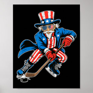 Poster Tio Sam Hockey Bandeira Americana EUA Esporte 4 De