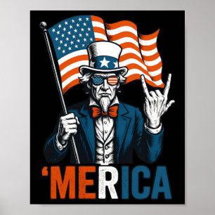 Poster Tio Sam Merica Rock Funny 4 De Julho Americano