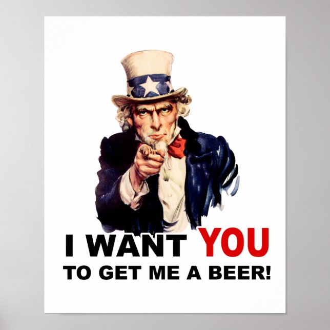 Poster Tio Sam quer que me traga uma cerveja (Frente)