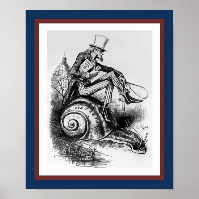 Poster Tio Sam Riding the Congressional Snail (Frente)